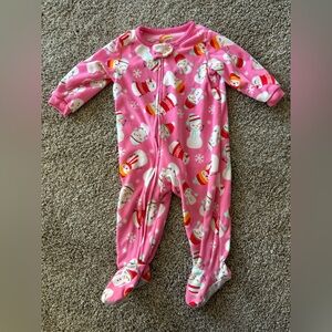 Carter's fleece snowman holiday christmas cozy warm pajamas jammies pjs 12 month